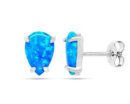 Серьги из серебра опал синий, МОВ0294