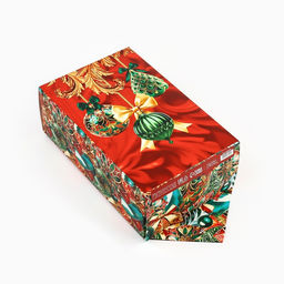 Цена за 5 шт. Подарочная коробка - конфета новогодняя складная Роскошные шары , 18 х 28 х 10 см - Дарите счастье фото 3