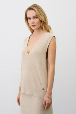 ЕВ 30308/ш/светло-бежевый меланж жилет жен