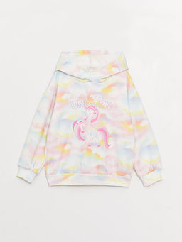 Bask?l? Uzun Kollu K?z ?ocuk Hoodie
