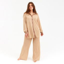 Костюм женский (рубашка, брюки) MINAKU: Casual Collection, цвет кофе, размер 50