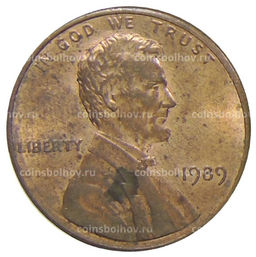 Монета 1 цент 1989 года США