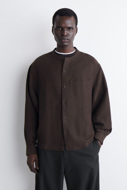 CAMISA OVERSIZE DE LINO CON CUELLO MAO - H&m фото 3