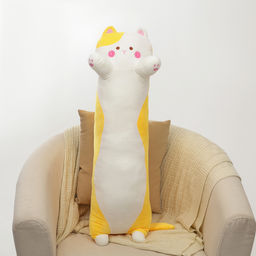 Мягкая игрушка-подушка Кот, 90 см, цвет жёлтый
