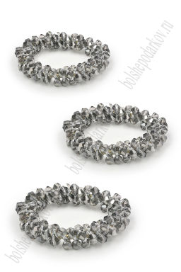 Резинки с бусинами для волос 5 см (3 шт) SF-8011, серебро