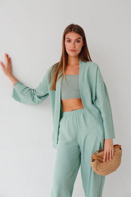 9363 Костюм из кимоно и брюк-палаццо в цвете мята - Martichelli фото 10
