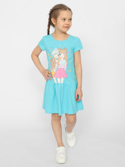 CRB wear / CSKG 63659-40 Платье для девочки,бирюзовый/Ex.Cherubino  фото 2