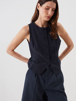 Bisiklet Yaka Kad?n Klasik Yelek