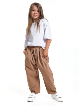 Брюки бананы свободные хлопок UD 7965 св.коричневый - Mini maxi фото 9