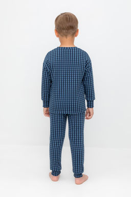 К 1581/синий джинс,маленькая клетка пижама дет