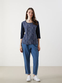 Bisiklet Yaka Desenli Bluz