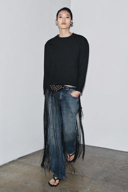 LEATHER STUDDED FRINGED CORSET BELT - Zara фото 3