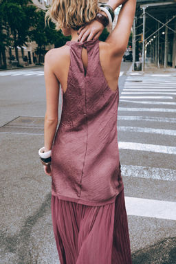PLEATED CONTRAST MIDI DRESS - Zara фото 10