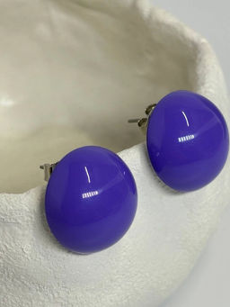 Серьги Пуговки (гвоздики) PW0099 сирень-глянец