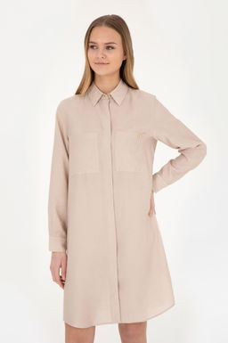 Женское тканое платье песочного цвета - U.s. polo assn фото 11