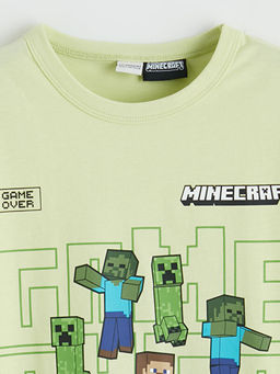 Bisiklet Yaka Minecraft Bask?l? Erkek ?ocuk Ti??rt