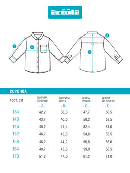 ACOOLA / Сорочка верхняя детская для мальчиков Patrik сине-зеленый фото 4