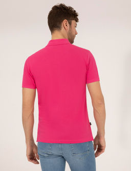 Pembe Slim Fit Polo Yaka Basic Ti__rt