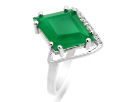 Кольцо из серебра зеленый агат, Ромбина