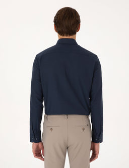 Lacivert Slim Fit Uzun Kollu G_mlek