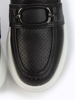 03-PDD169-6 BLACK/WHITE Полуботинки женские (натуральная кожа)