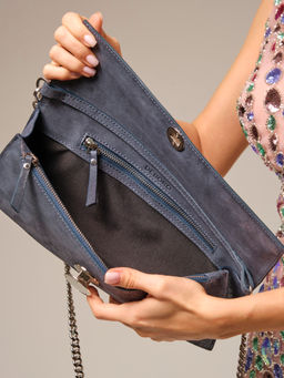 Клатч замшевый Deboro 30477 синее серебро