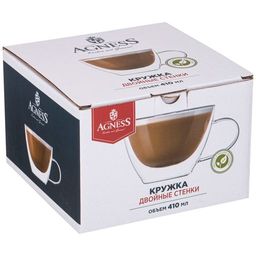 КРУЖКА С ДВОЙНЫМИ СТЕНКАМИ DOUBLE-WALL 410 МЛ. ДИАМЕТР=12 СМ. ВЫСОТА=8 СМ - Agness фото 3