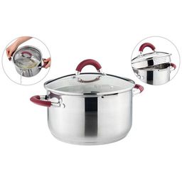 КАСТРЮЛЯ AGNESS PROFI HOME СО СТЕКЛЯННОЙ КРЫШКОЙ, 5,0Л 24X13.5 СМ ЦВЕТ РУЧЕК:БОРДО