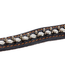 Ошейник кожаный на синтепоне Ёж, 69 х 3.6 см, ОШ 45-60 см, чёрный - Пижон фото 4