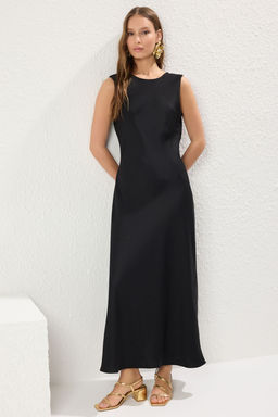 TRENDYOLMILLA Siyah Duz Maxi Dokuma Elbise TWOSS24EL00070  фото 2