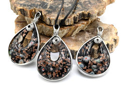 Подвеска из муранского стекла Капля 40*68мм в металле цв.черный