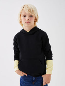 Kap??onlu Basic Uzun Kollu Erkek ?ocuk Sweatshirt - Waikiki фото 2