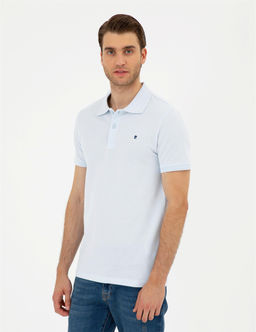 A__k Mavi Slim Fit %100 Pamuk Polo Yaka Basic Ti__rt