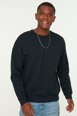 TRENDYOL MAN Lacivert Oversize/Genis Kesim S?rt Bask?l? Ici Polar/S?cak Tutan Pamuk Sweatshirt TMNAW22SW0796 - Trendyolmilla фото 13