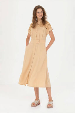 Женское верблюжье тканое платье - U.s. polo assn фото 8