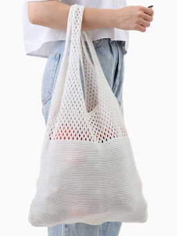 Сумка пляжная, плетёная, клетка 0.5 см, белая