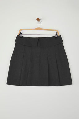 Antrasit Bel Detayl? Genis Pileli Dokuma Mini Etek TWOAW26ET00015 - Trendyolmilla фото 5