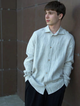 Рубашка мужская Лен Графит - Modamica фото 11