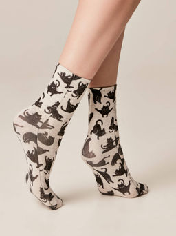 Цена за 2 пары. Носки Классические CONTE Носки с принтом FANTASY из смесовой пряжи с хлопком и льном бежевый - Conte elegant фото 28