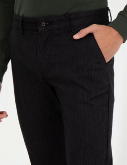 Siyah Slim Fit Keten Kar___ml_ Chino Pantolon - Pierre cardin фото 6