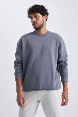Базовый свитшот Oversize с круглым вырезом - Defacto фото 5