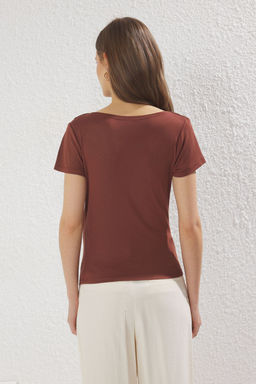 Trendyolmilla Siyah Buzgu/Drape Detayl? Fitted/Vucuda Oturan Orme Bluz TWOSS25BZ00278  фото 4