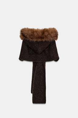 FAUX FUR SCARF HOOD - Zara фото 4