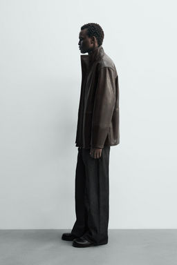 CONTRAST leather effect JACKET - Zara фото 3