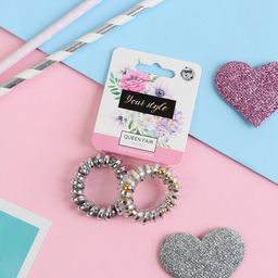 Цена за 6 шт. Резинка для волос Пружинка вставка (набор 2 шт) микс - Queen fair фото 2