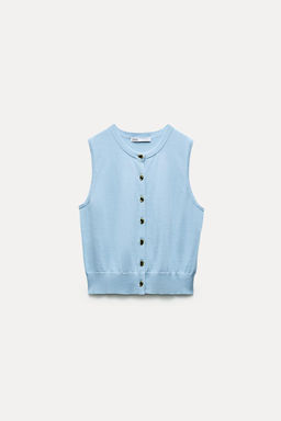 PLAIN KNIT TOP WITH GOLDEN BUTTONS - Zara фото 12
