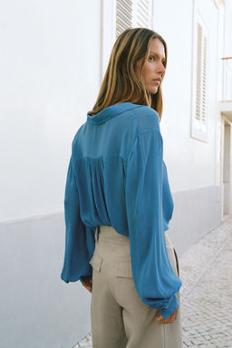 CAMISA FLUIDA JARETAS / Azul - Zara фото 5