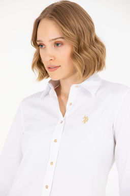 U. S. Polo Assn Женская белая базовая рубашка с длинным рукавом - U.s. polo assn фото 3