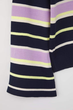 Lacivert Polo Yaka Cizgili Triko Kazak TWOAW26KZ00121