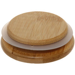 Цена за 2 шт. Банка для продуктов стеклянная 250мл "Хай-Тек" с бамбуковой крышкой 6,5*10см